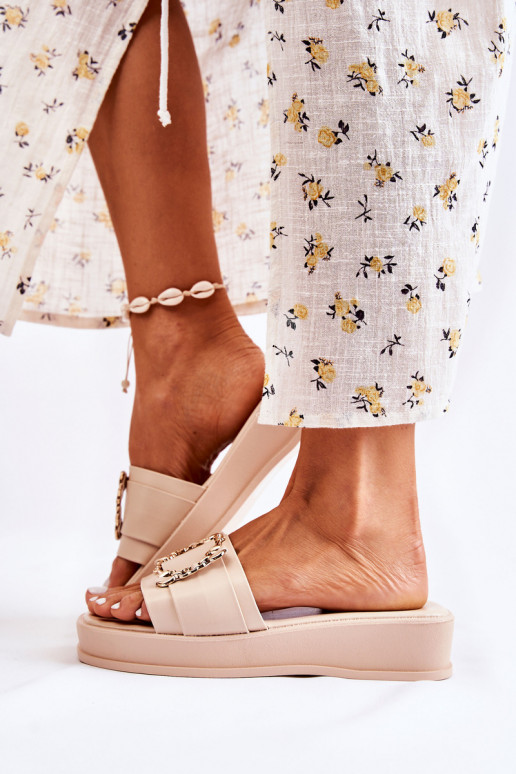 Pantofole in pelle alla moda colore beige Adaline