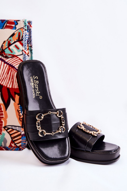 Pantofole in pelle alla moda in colore nero Adaline