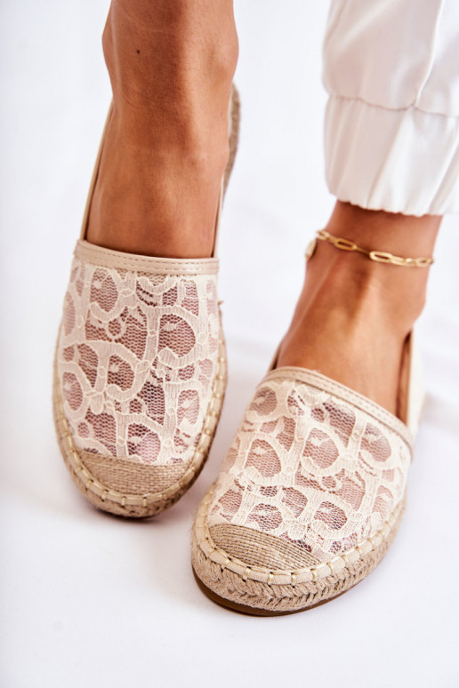 Espadrillas modello classico con elementi traforati beige Catris Espadrillas modello classico con elementi traforati beige Catris
