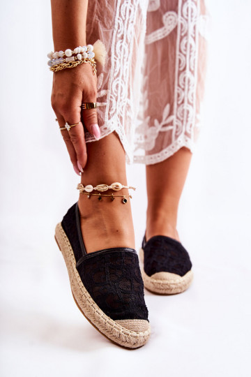 Espadrillas modello classico con elementi traforati in Catris nero