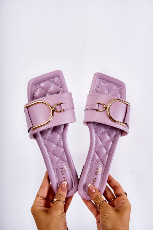 Pantofole modello classico con ornamenti colore viola Shilla