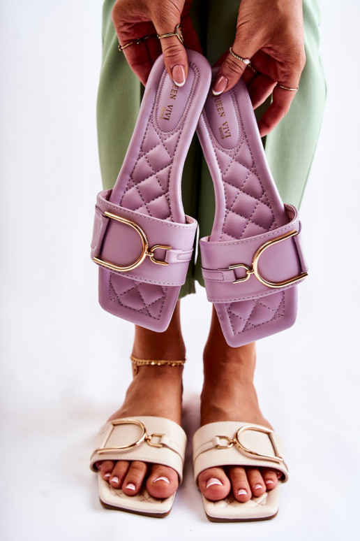 Pantofole modello classico con ornamenti colore viola Shilla
