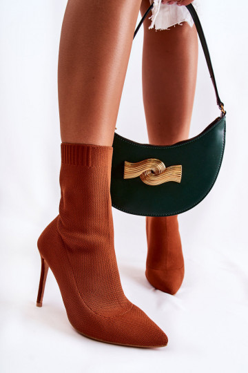 Stivali con suola tipo calzino con tacco sottile in colore marrone Luisell