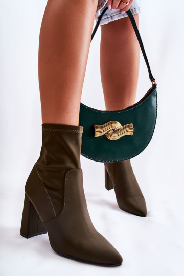 Stivali in tessuto con tacco color kaki Amile