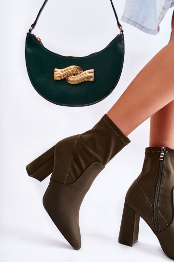 Stivali in tessuto con tacco color kaki Amile 2