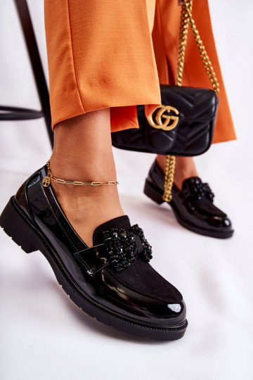 scarpe in vernice con nastri in nero Laurent