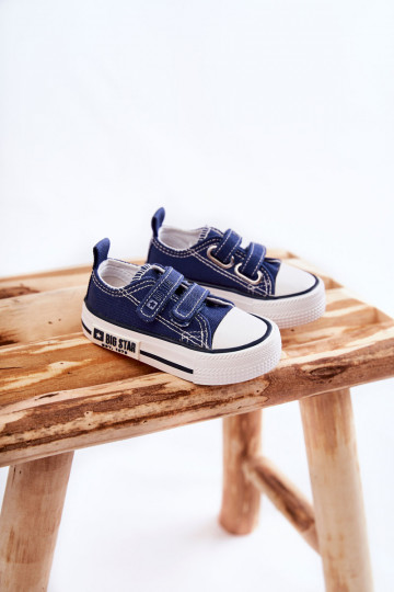 Scarpe per il tempo libero per bambini con chiusure adesive BIG STAR KK374075 blu scuro