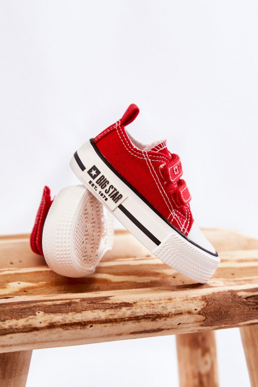 Scarpe per il tempo libero da bambino con chiusure adesive BIG STAR KK374076 colore rosso