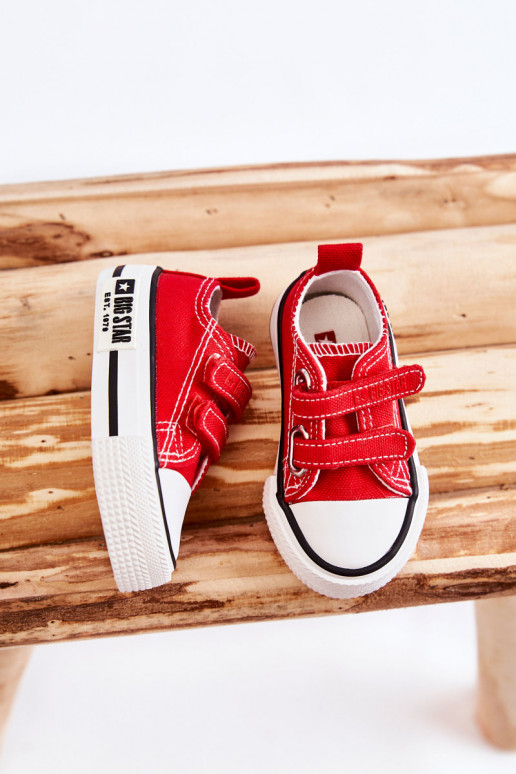 Scarpe per il tempo libero da bambino con chiusure adesive BIG STAR KK374076 colore rosso