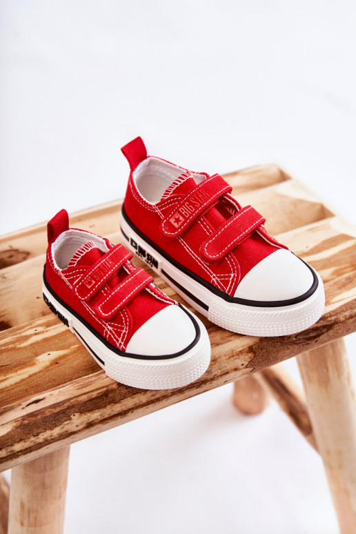Scarpe per il tempo libero da bambino con chiusure adesive BIG STAR KK374076 colore rosso