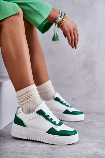 sneakers con plateau Kyllie bianco-verde