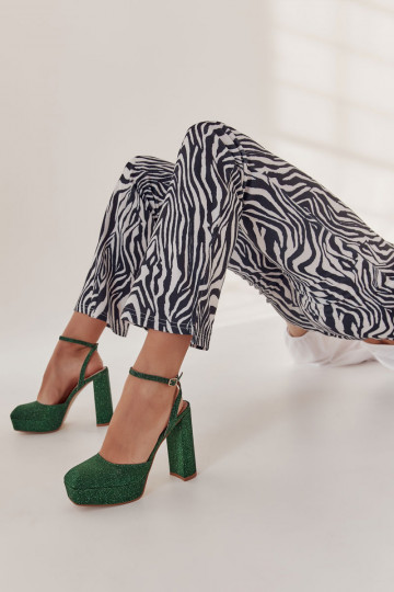 Sandali con tacco da donna di colore verde rosel 2