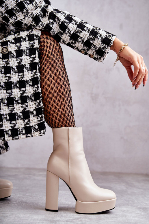 Stivali con tacco beige Kaysa