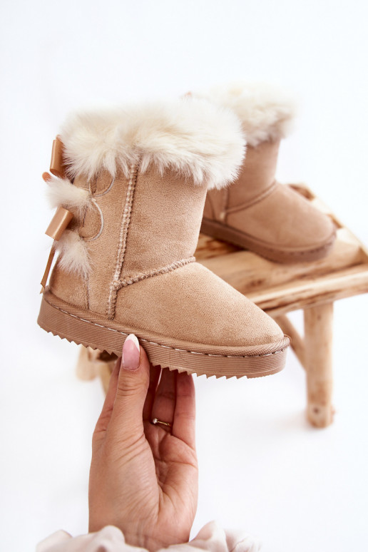 Caldi stivali per bambini con nastri doposci avorio Funky Caldi stivali per bambini con nastri doposci avorio Funky