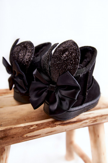 Doposci riscaldati per bambini con nastri in Meriva nera 2