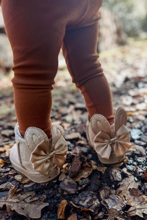 Doposci riscaldati per bambini con nastri Meriva beige Doposci riscaldati per bambini con nastri Meriva beige