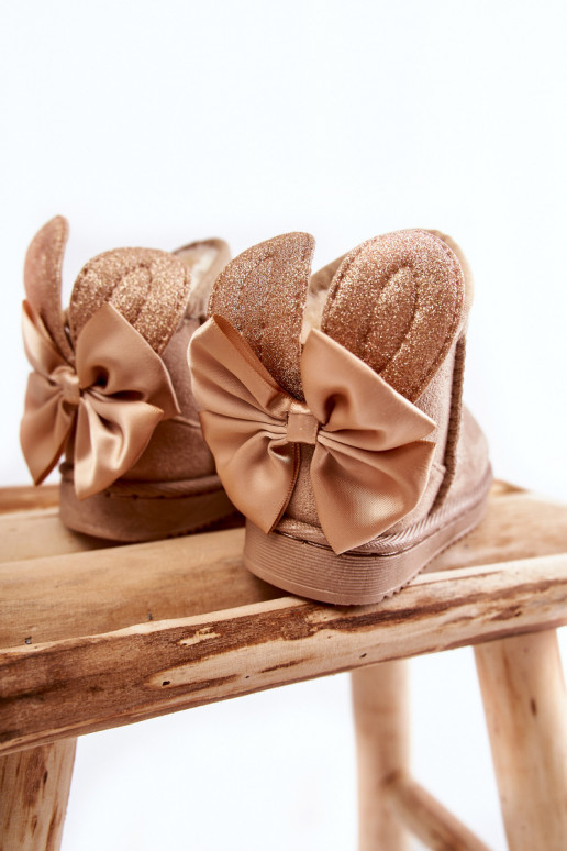 Doposci riscaldati per bambini con nastri Meriva beige Doposci riscaldati per bambini con nastri Meriva beige