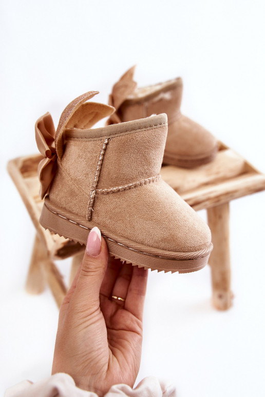 Doposci riscaldati per bambini con nastri Meriva beige Doposci riscaldati per bambini con nastri Meriva beige