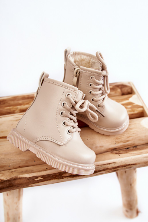 Stivali per bambini con cerniere beige Omua