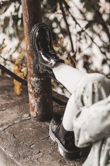 Stivali riscaldati per bambini con effetto vernice, colore nero Porky 2