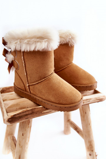 Calde scarpe per bambini con nastri doposci beige Funky