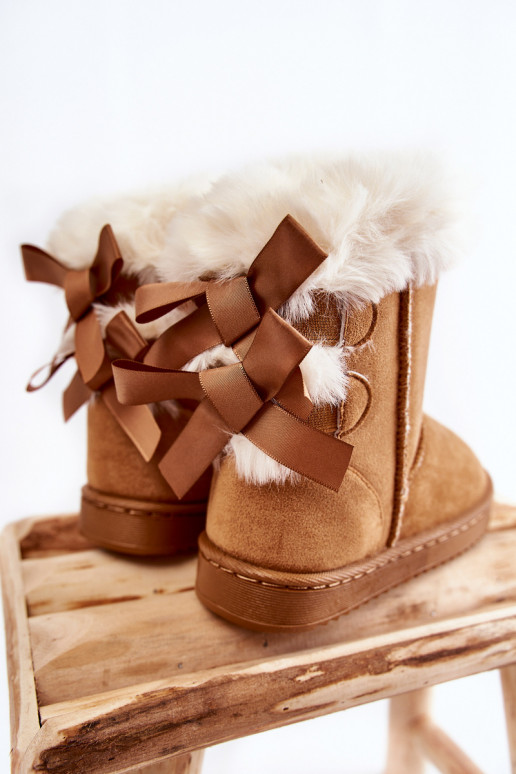 Calde scarpe per bambini con nastri doposci beige Funky