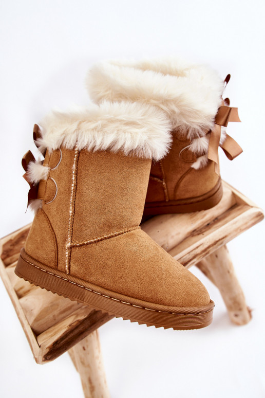 Calde scarpe per bambini con nastri doposci beige Funky