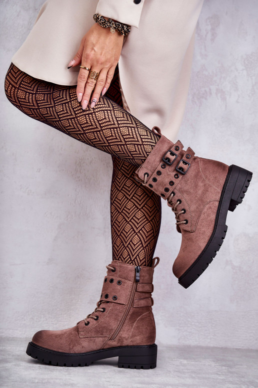 Stivali riscaldati in pelle scamosciata nel colore marrone Silvor