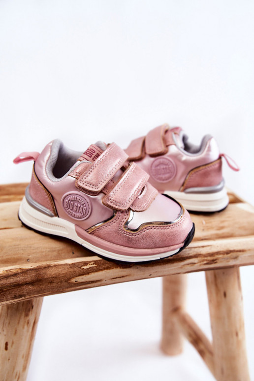 Scarpe sportive per bambini con chiusure adesive Memory Foam System Big Star KK374180 rosa