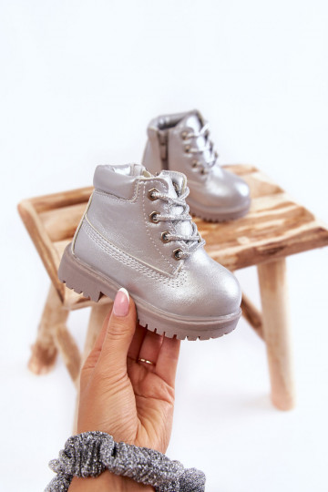 Stivali stringati per bambini con cerniere in colore argento Dexter
