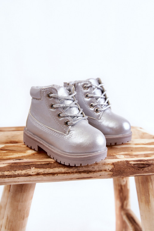 Stivali stringati per bambini con cerniere in colore argento Dexter
