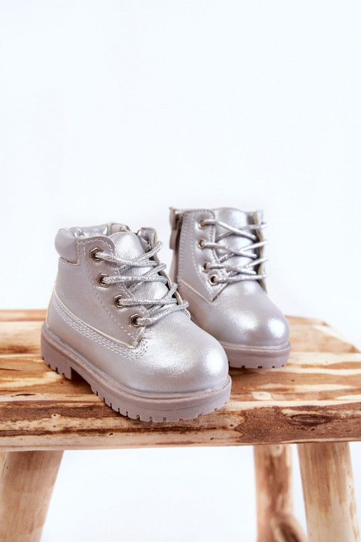 Stivali stringati per bambini con cerniere in colore argento Dexter