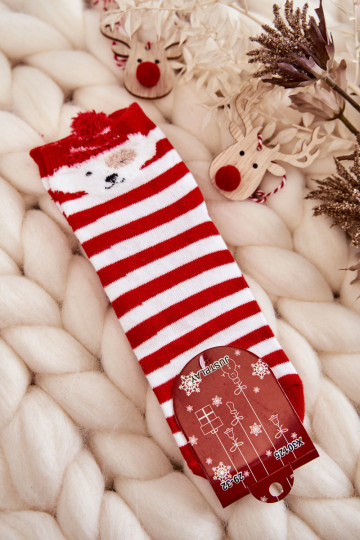Calzini a righe con cuccioli Colore bianco-rosso 2