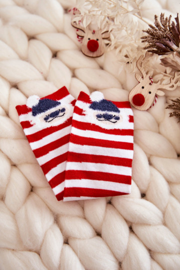 Calzini a righe Con Babbo Natale Colori bianco-rosso
