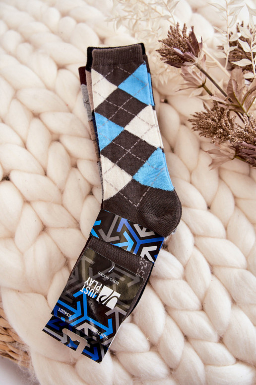 Calzini lunghi con fantasia a quadri 5 pz. Colori differenti