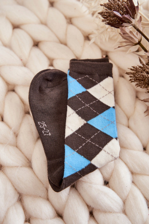 Calzini lunghi con fantasia a quadri 5 pz. Colori differenti