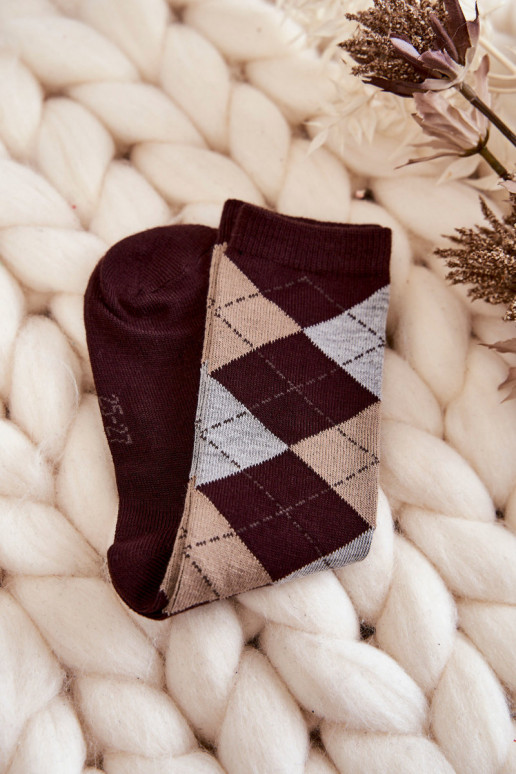 Calzini lunghi con fantasia a quadri 5 pz. Colori differenti