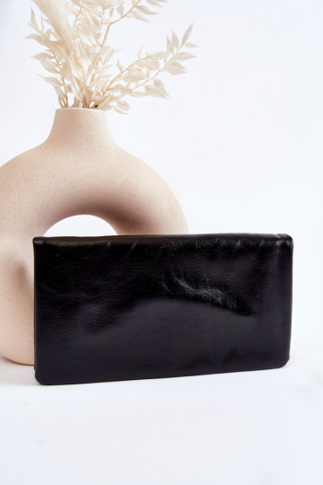 Portafoglio grande da donna in pelle di colore nero Shinness