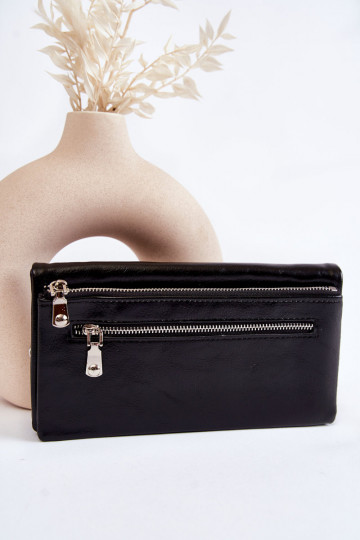 Portafoglio grande da donna in pelle di colore nero Shinness 2
