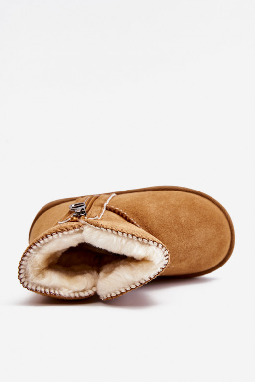 Doposci per bambini di colore marrone Catellie, riscaldati con un modello resistente Doposci per bambini di colore marrone Catellie, riscaldati con un modello resistente