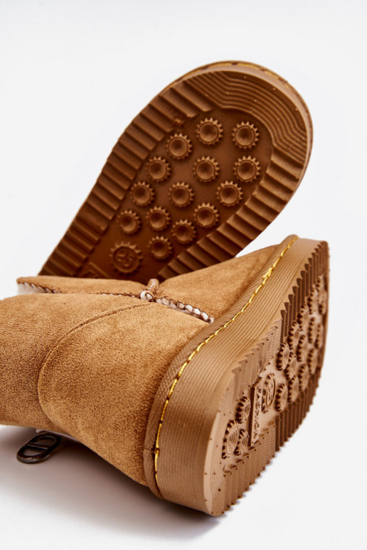 Doposci per bambini di colore marrone Catellie, riscaldati con un modello resistente Doposci per bambini di colore marrone Catellie, riscaldati con un modello resistente