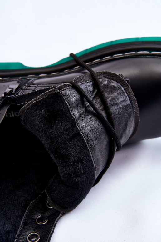 Stivali stringati con plateau verde da donna Trinah neri