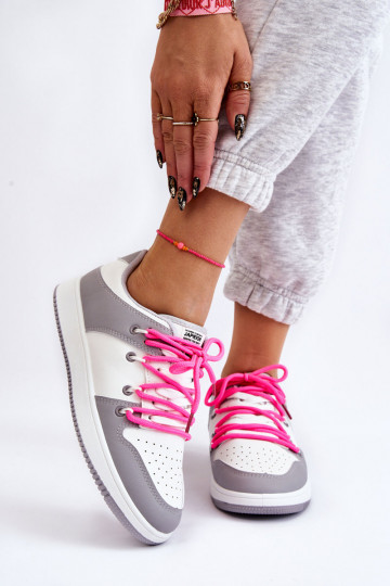 Scarpe sportive modello classico con lacci Colore bianco-grigio Jella