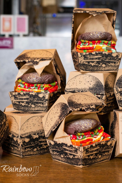 Calzini colorati in scatola Burger Vege 2 paia