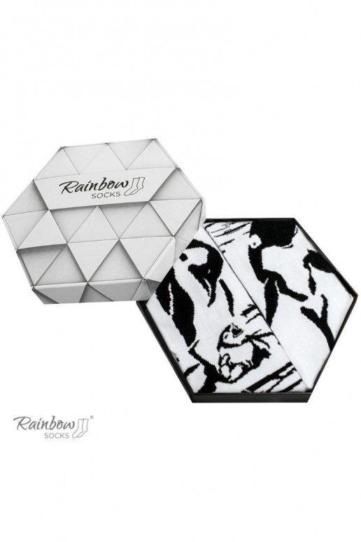Calzini colorati in una scatola Bianco e nero 2 paia
