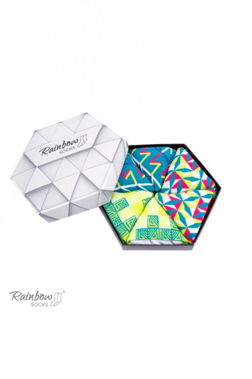 Calzini colorati con motivi geometrici 3 paia