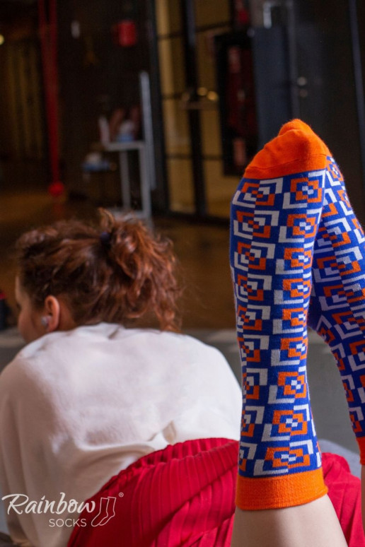 Calzini colorati con motivi geometrici 3 paia Calzini colorati con motivi geometrici 3 paia