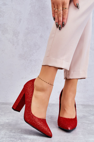 con lucentezza Scarpe con tacco colore rosso Elmira