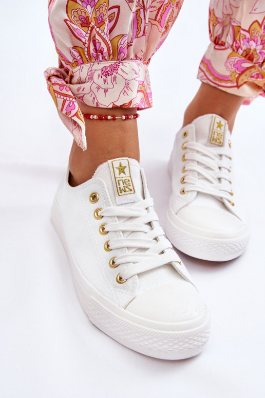 Scarpe per il tempo libero modello classico Colore bianco-oro Ecoma