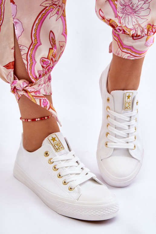 Scarpe per il tempo libero modello classico Colore bianco-oro Ecoma